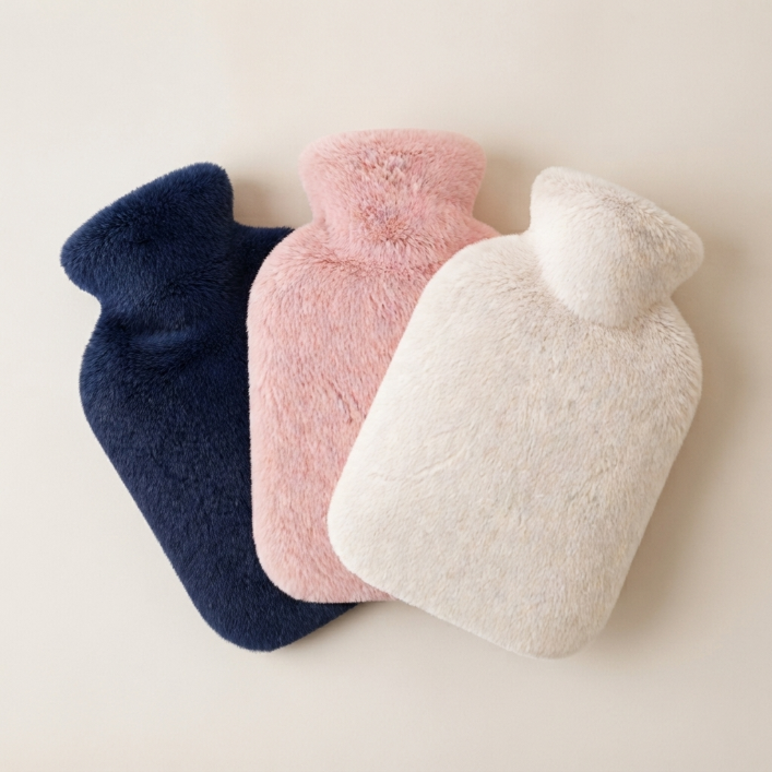 Bouillotte à housse fausse fourrure