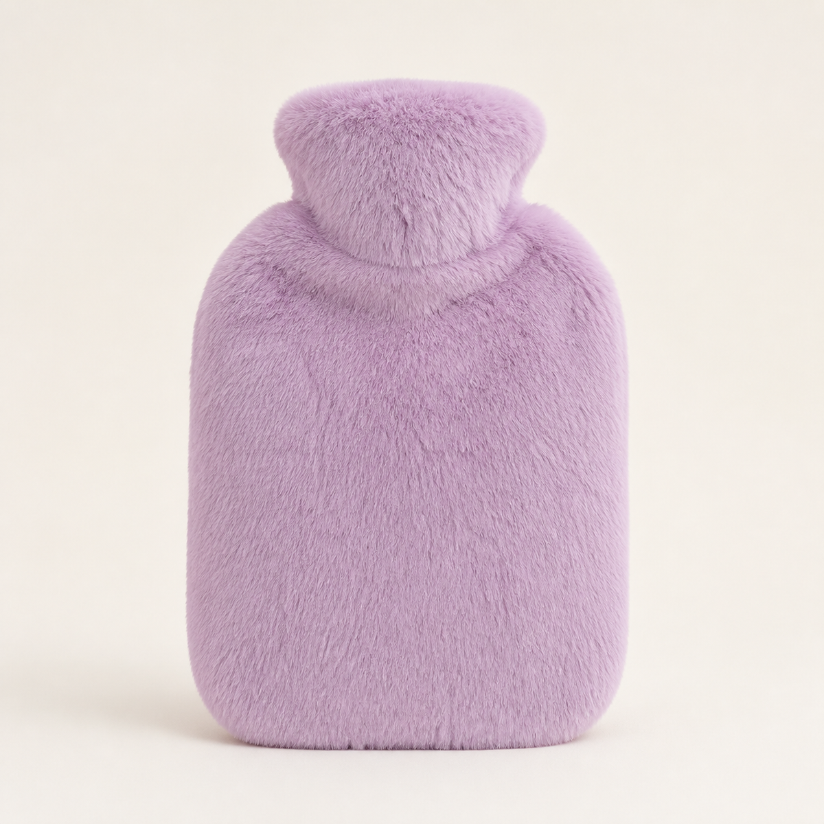 Bouillotte à housse en fausse fourrure coloris Lilas, col retourné