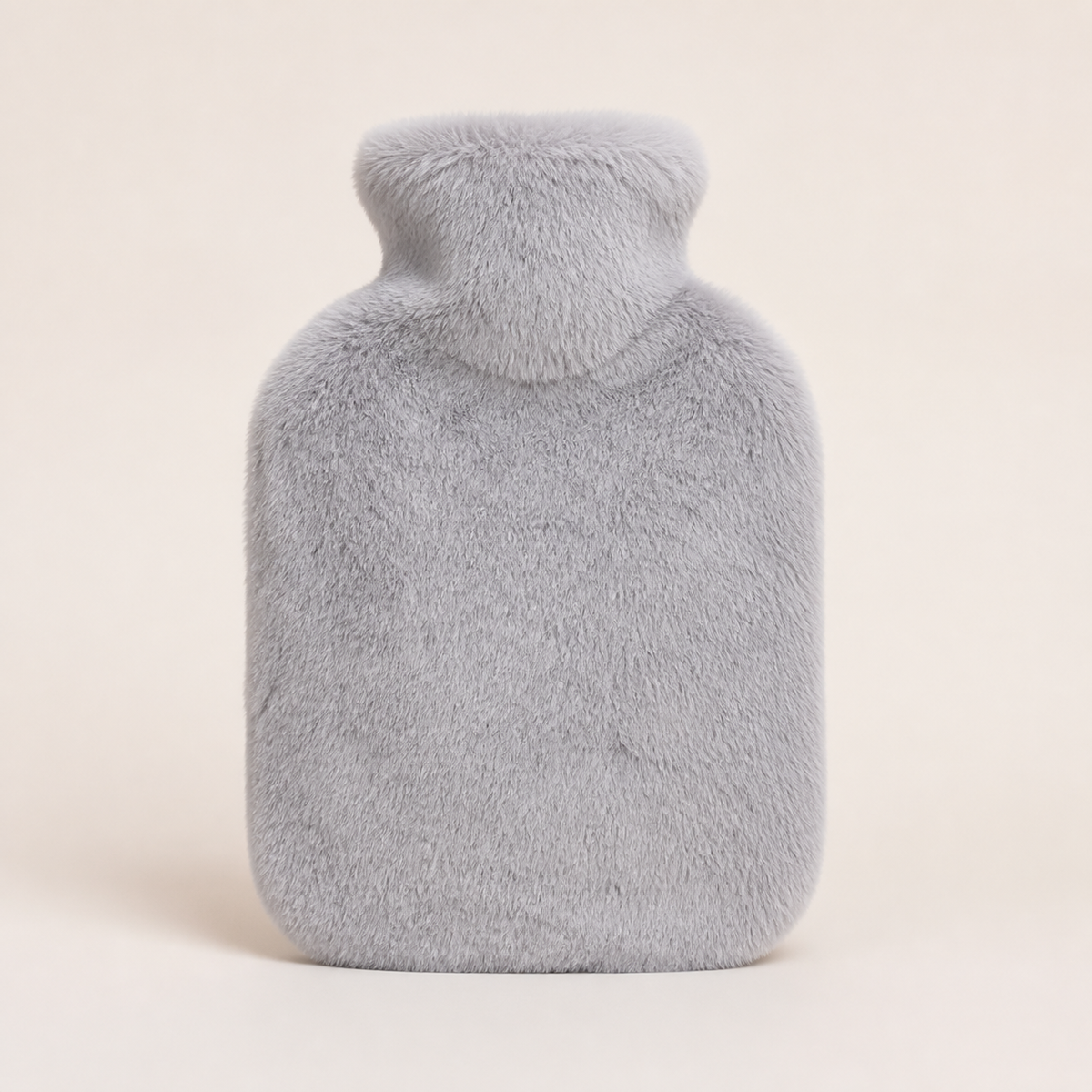 Bouillotte à housse en fausse fourrure coloris Gris clair, col retourné