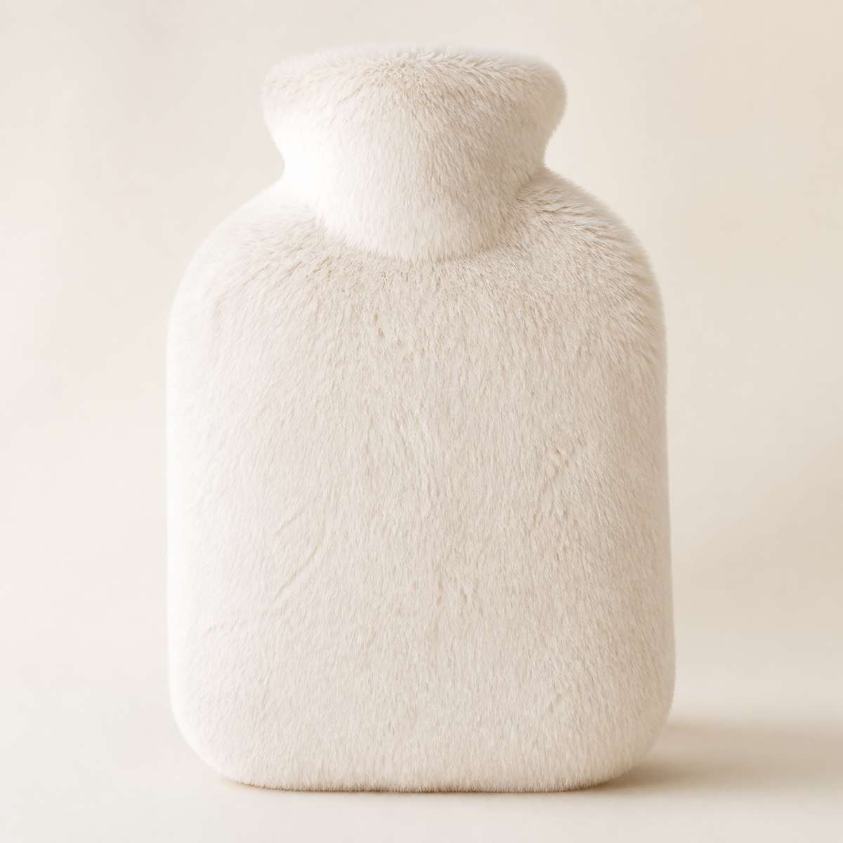 Bouillotte à housse en fausse fourrure coloris Blanc, col retourné
