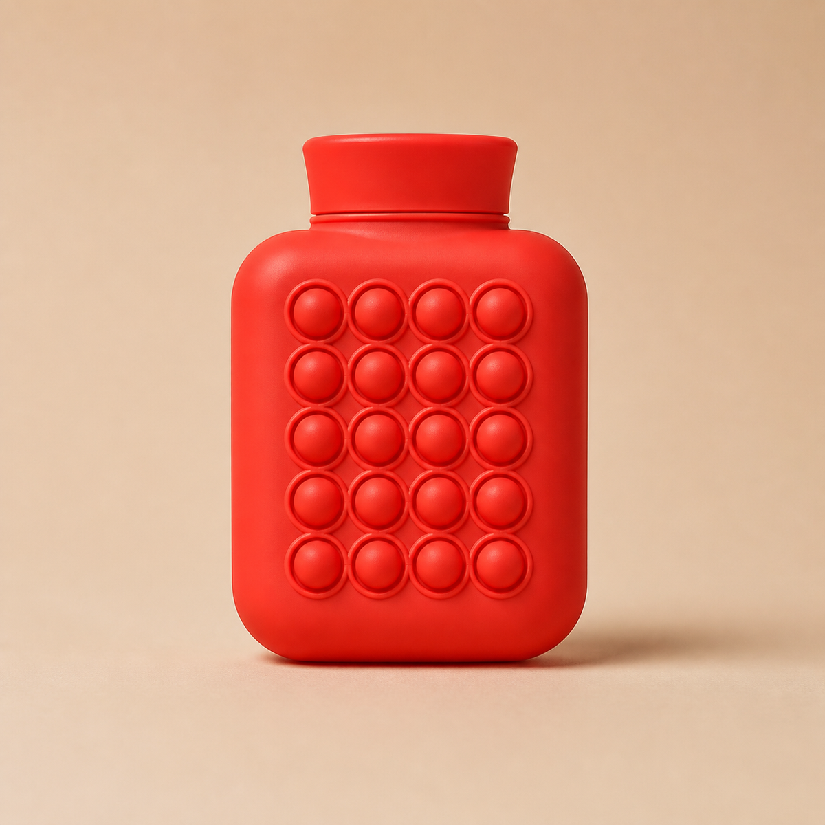 Petite bouillotte à pastilles en relief coloris Rouge, bouchon à vis