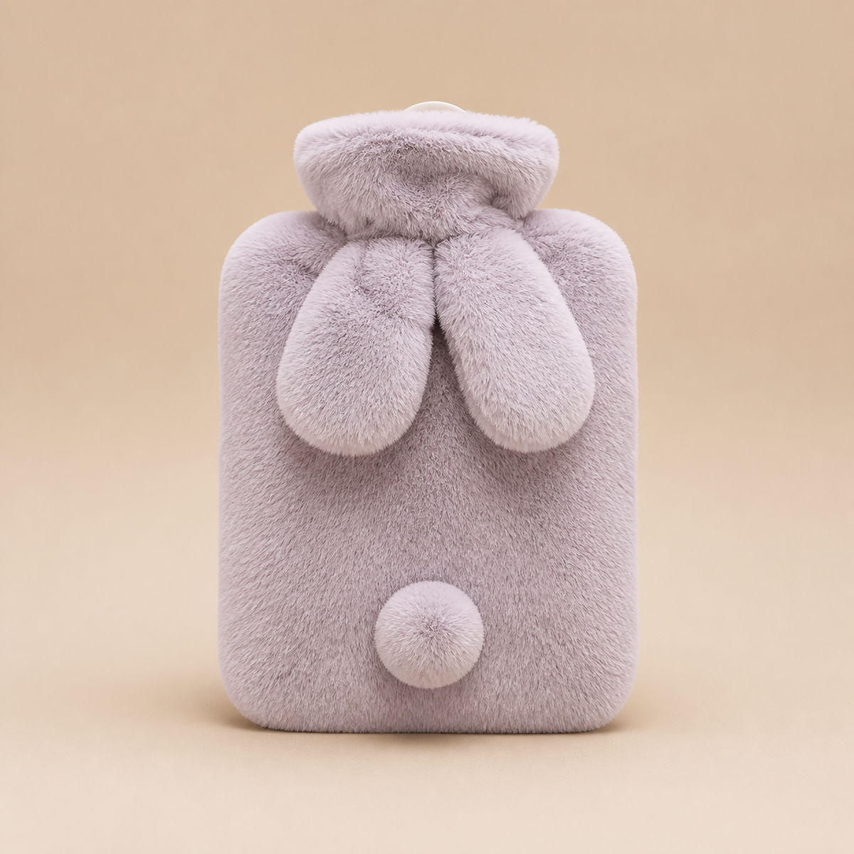 Bouillotte à housse lapin coloris Lilas, oreilles et pompon