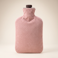 Bouillotte 2 L en housse velours côtelé rose poudré, vue de face