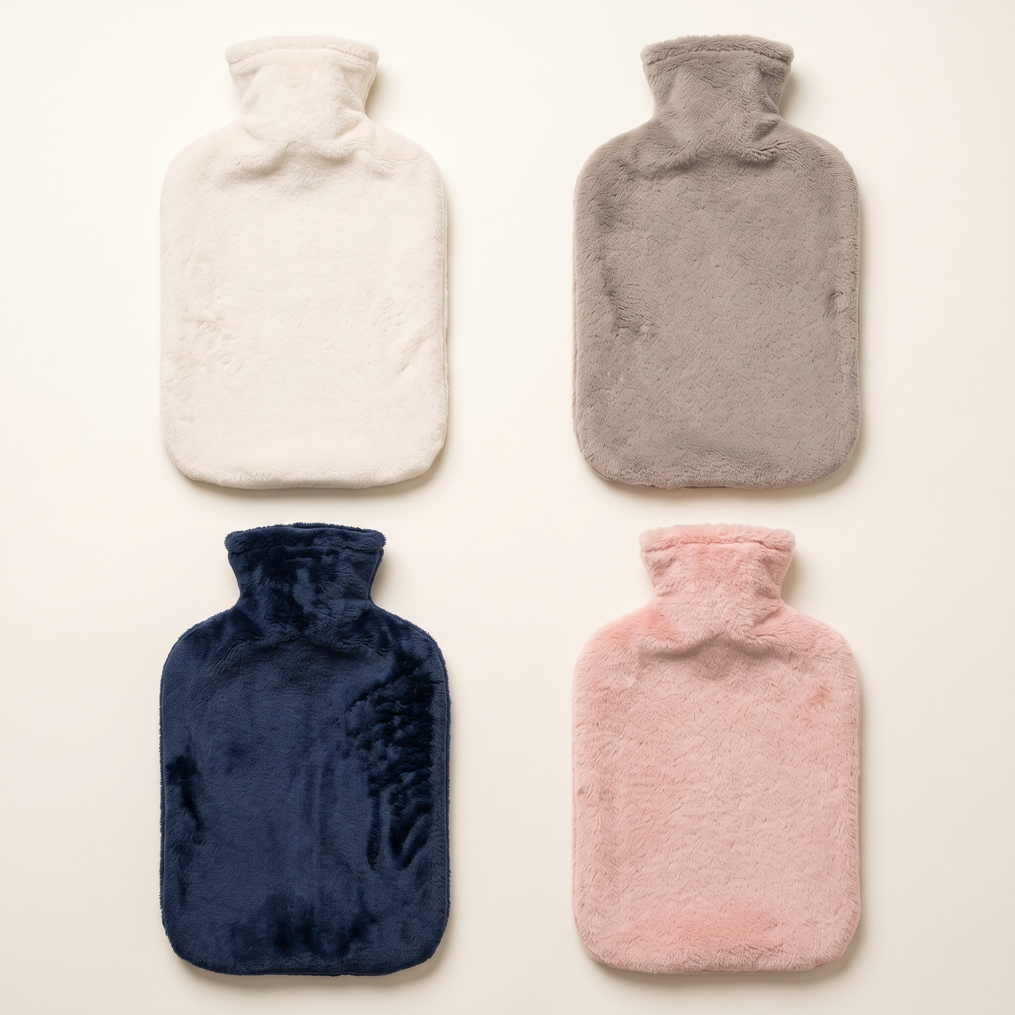Les quatre coloris de housse de rechange : écru, gris, rose poudré et bleu nuit
