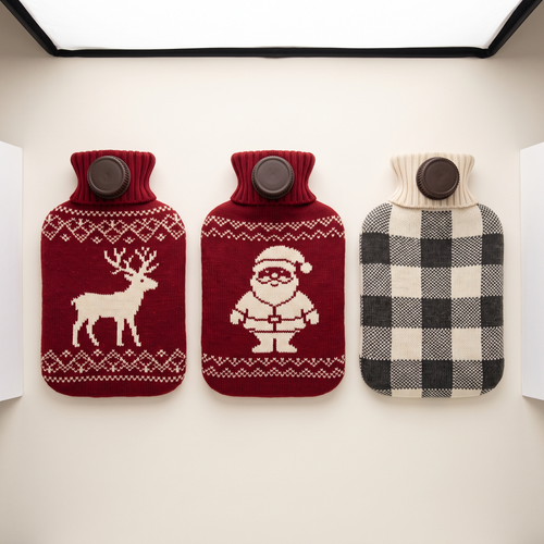 Les trois motifs de Noël : renne, père Noël et carreaux